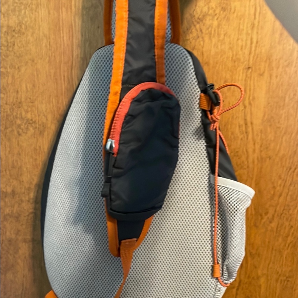 Eddie Bauer Black/Gray and Orange Sling Backpack - Picture 3 of 3